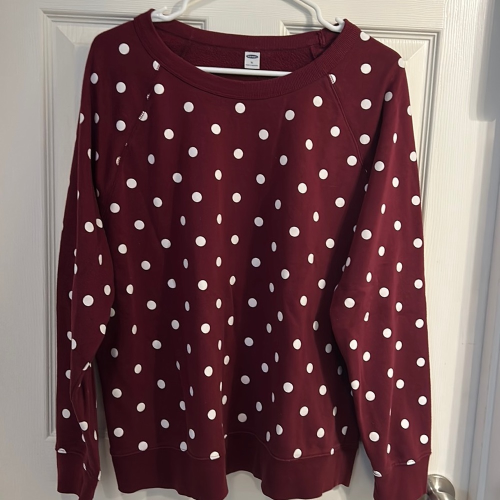 Old Navy Burgundy Polka Dot Sweatshirt